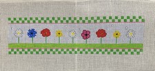Needlepoint Canvas Spring Flowers Checks Jody Designs Hand Painted 14.5x4  