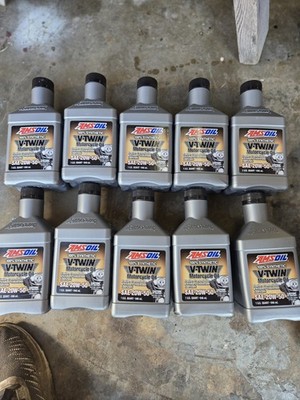 AMSOIL 100 % Synthetic V-Twin Motorcycle Oil  SAE 20W-50 Made In USA 10 quarts