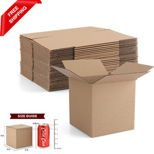 4x4x4" Cardboard Box Mailers 25 Pack Brown Cube Corrugated Small Shipping Box...