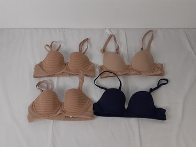 M&S 4pcs Bundle Bras Size 32A Beige Stripe Lace Blue Underwired Multiway New