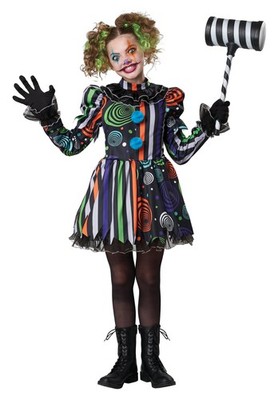 Neon Nightmare Clown Child Costume Dress With Gloves 3022 046