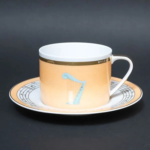 Rosenthal's Studio x Bvlgari Concerto Harp Tea Cup & Saucer Set Orange Unused