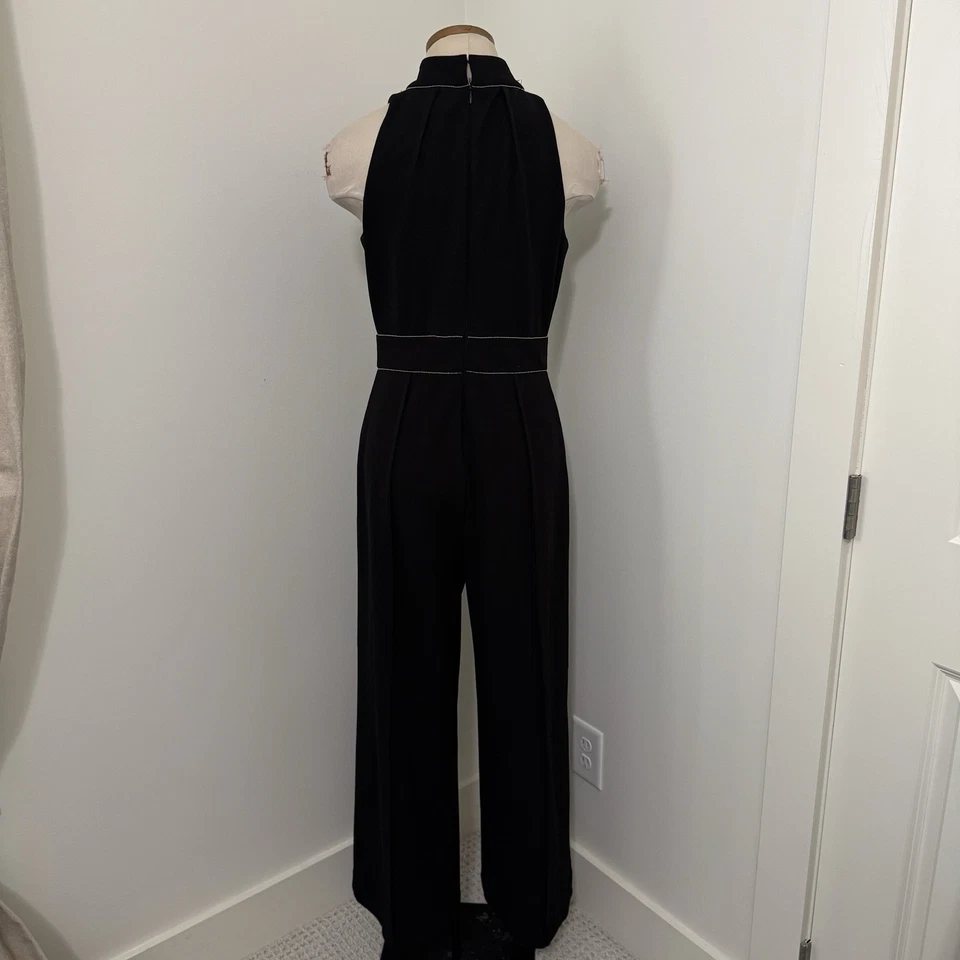 全新 BADGLEY MISCHKA 女式 6 黑色阔腿吊带连身裤 ~ 经典胶囊 — 第 4/4 张图片