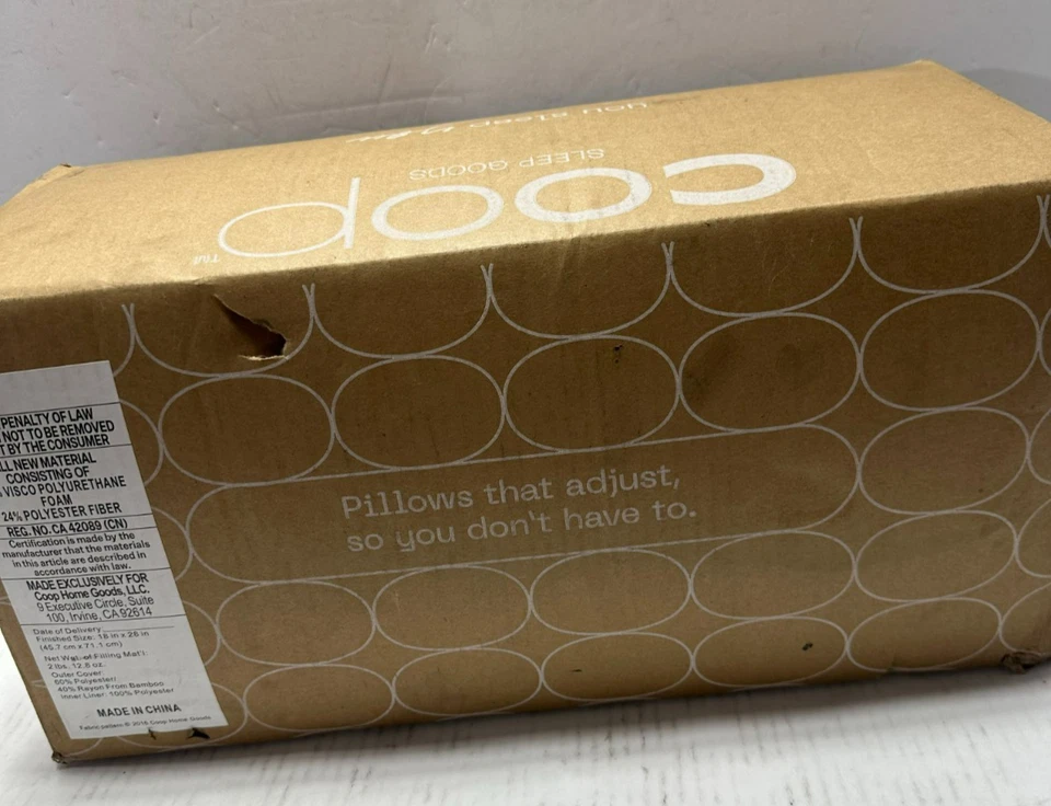 Coop Home Goods Almohada de espuma viscoelástica ajustable Funda de bambú Comodidad 18 pulgadas x 28 pulgadas Foto 2 de 2