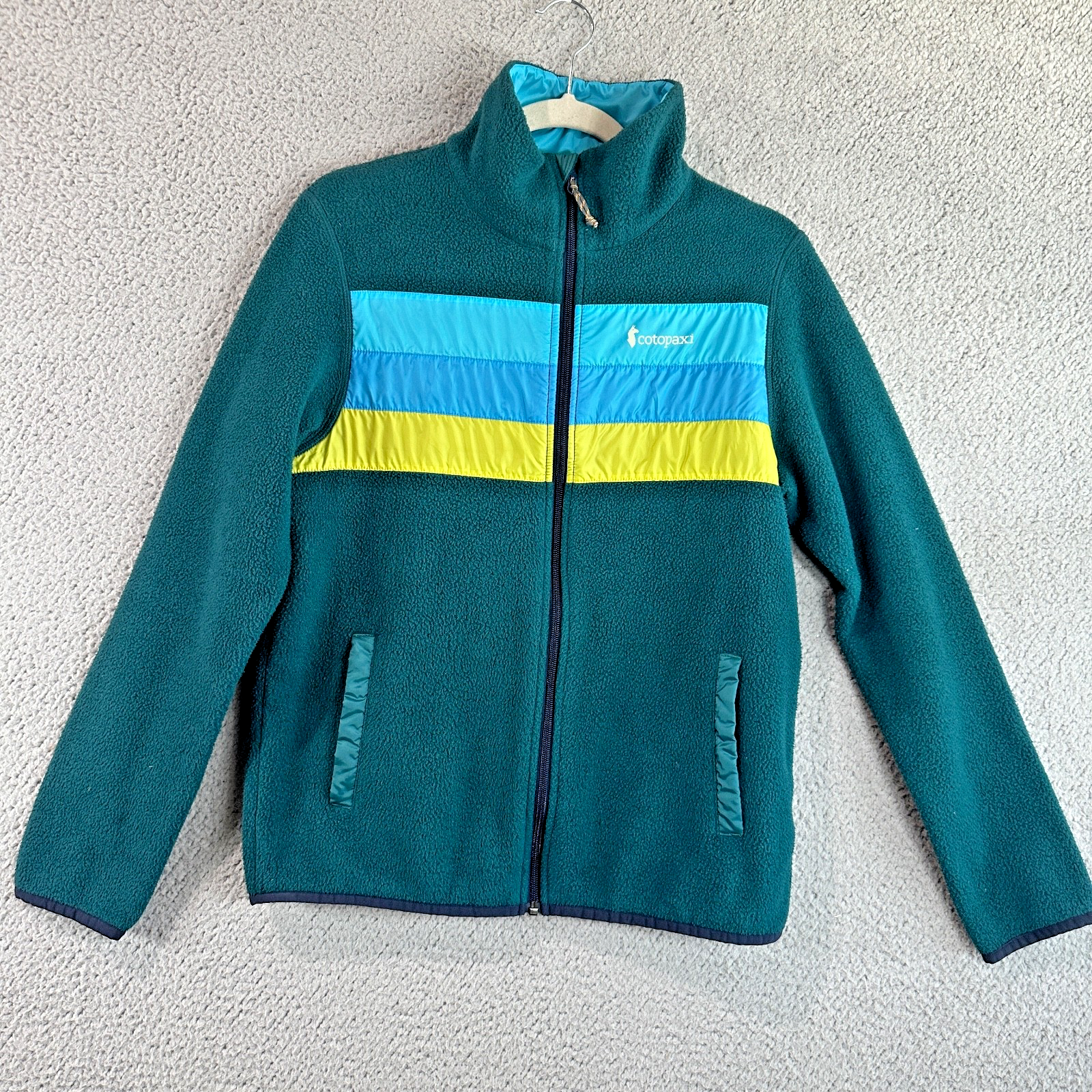 Cotopaxi Jacket Womens Med Green Blue Teca Fleece Outdoors Hiking Zip Midlayer