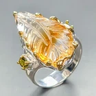 Jewellery 14 ct+ Natural Citrine Ring 925 Sterling Silver Size 8 /R454586