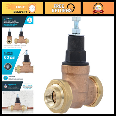 1/2'' NPT Female Pressure Regulating Valve, Double Union, Poly Top, 60 PSI