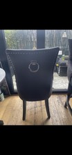 Grey fabric Dining Chair with Door Knocker Ring Windsor Dressing Room Chair 1/2