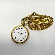 SEIKO 7431-6010 Pocket Watch Quartz Gold 29mm Vintage Rare Antique Edition