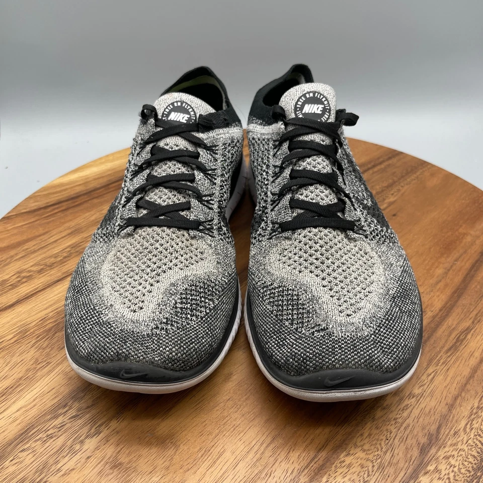 Nike Free RN Flyknit Shoes Womens 8.5 Oreo White Black Running Comfort Walking - Image 2 of 4