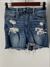 American Eagle Outfitters Womens Blue Denim Pockets Cut-Off Shorts Size 2