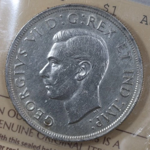 1938 Silver Canada Dollar ICCS AU50 - Key Date