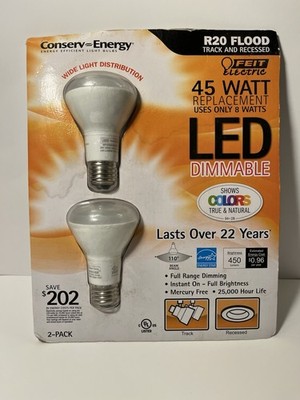 Feit R20 FLOOD Track and Recessed 45 Watt LED Dimmable Bulbs Lasts over 22 Years