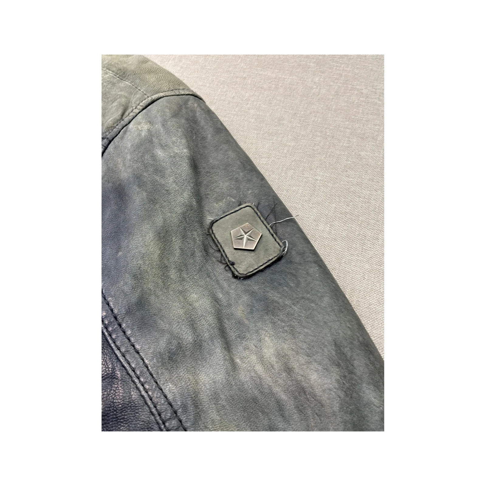 Milestone Lamb Nappa Leather Jacket Washed Navy Blue 2000s XXS - product detail image 7