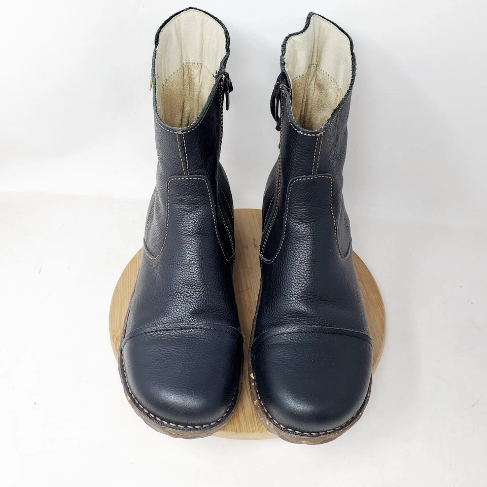 El Naturalista Yggdrasil Botas Mujer 41 N148 Cuero Negro Tacón Bloque Zapatos Foto 4 de 4