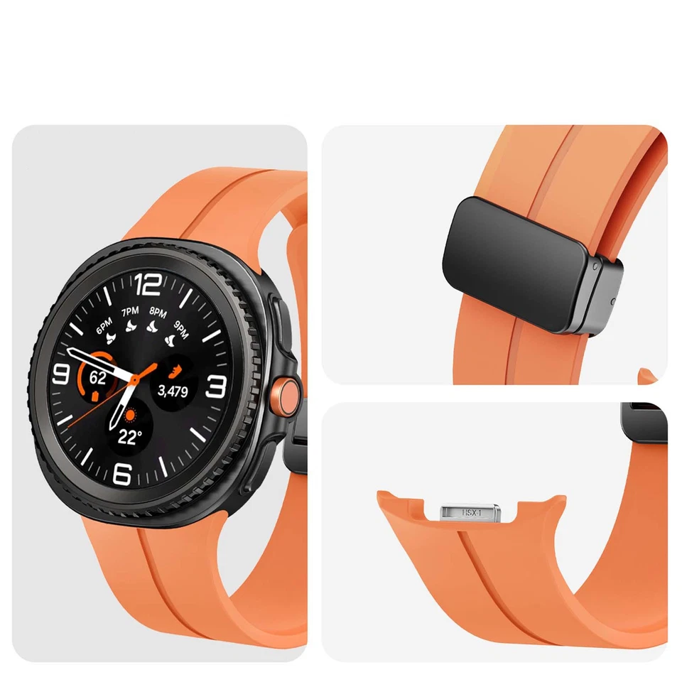 For Samsung Galaxy Watch 8 40mm/44mm 8 Classic 46mm Silicone Magnetic Strap Band - Image 3 of 4