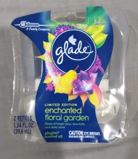 2pk Glade PlugIns Enchanted Floral Garden Scented Oil Air Refill Limited Edition