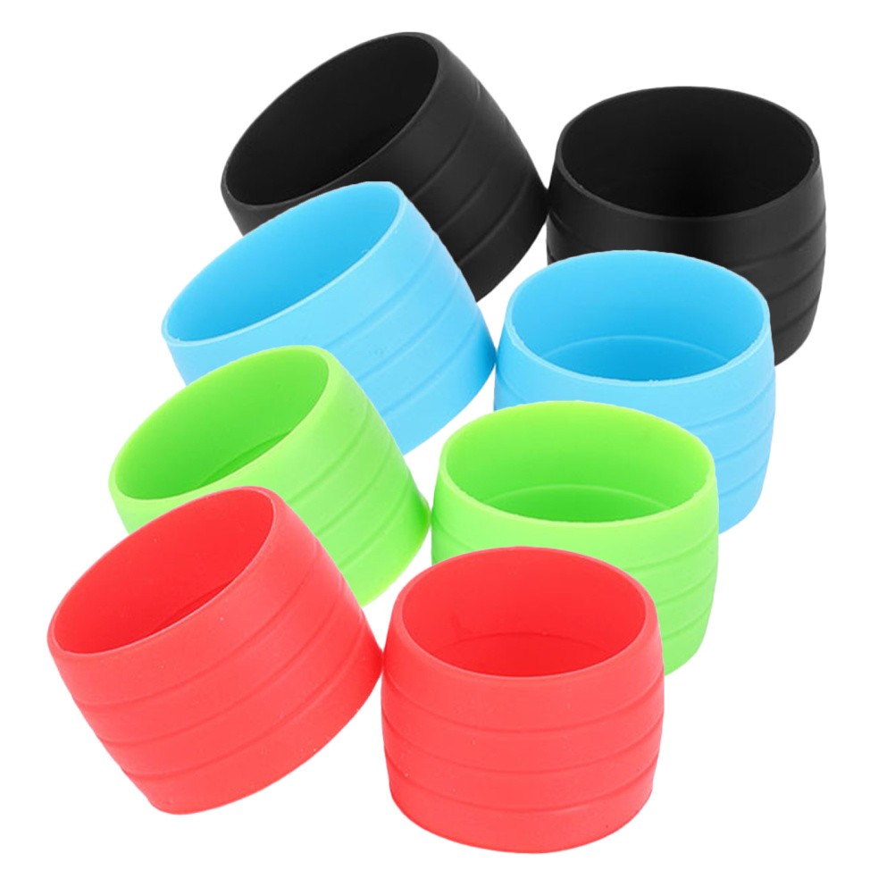  4 Pairs Bike Handle Grips Handlebar Cover Tape Silicone Ring Fixing