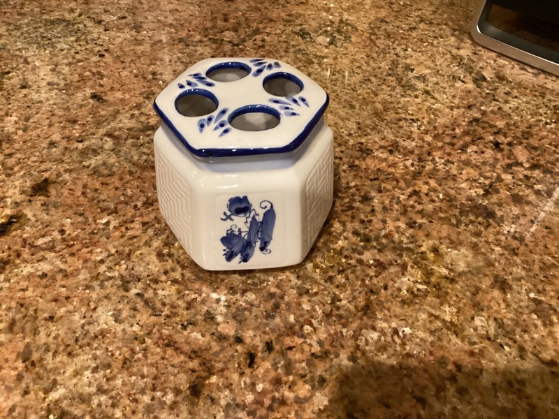 Cobalt Blue & White Genuine Porcelain Toothbrush Holder