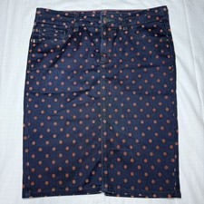 Pilcro The Letterpress 28 Blue Denim Polka Dots Pencil Skirt Anthropologie Pilcro The Letterpress 28 Blue Denim Polka Dots Pencil Skirt Anthropologie