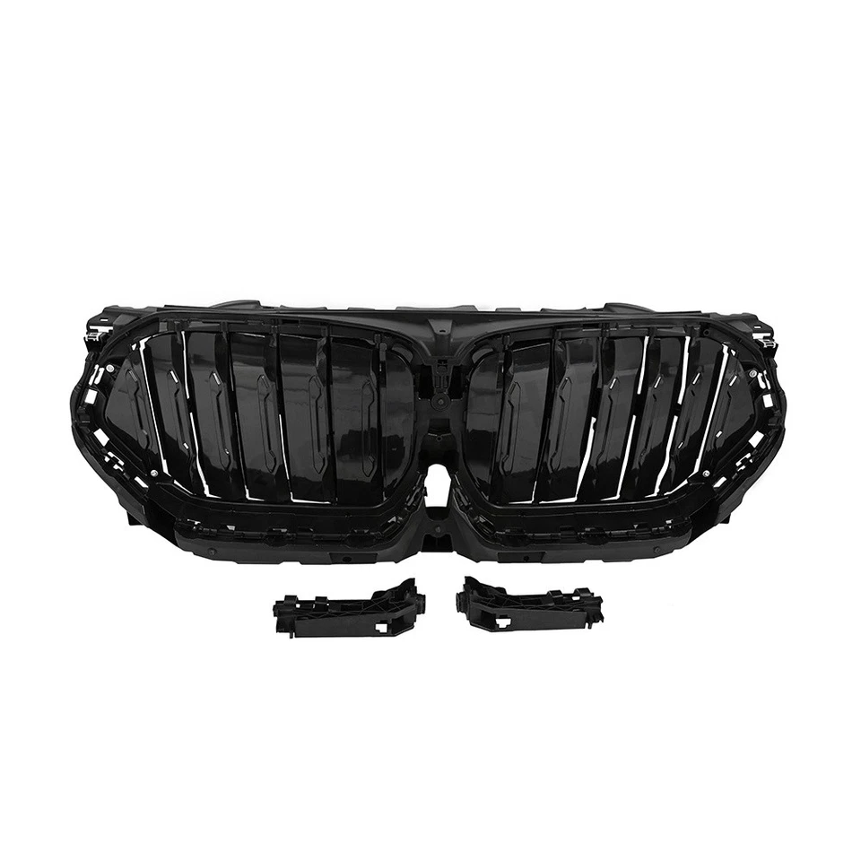 For BMW X6 G06 2020-2024 Front Radiator Grille Active Air Shutter Gloss Black - Image 2 of 4