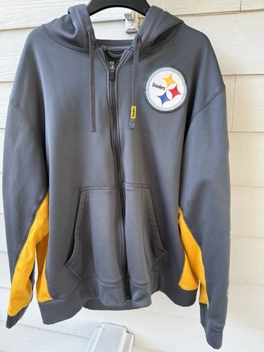 Pittsburgh Steelers NFL  2XL Gray/yellow Full-Zip Hoodie Jacket On Field Apparel