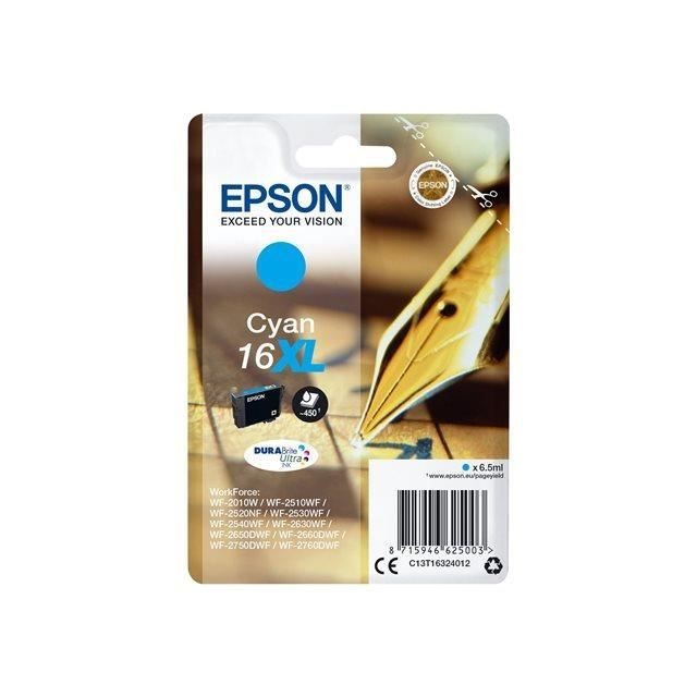 Cartouche Cyan EPSON T1632 XL d'Encre d'Origine 16 pour Imprimante WF-2010