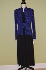 Jessica Howard 2 Pc Dress Royal Blue and Black Embellished Jacket Size 6 NWT