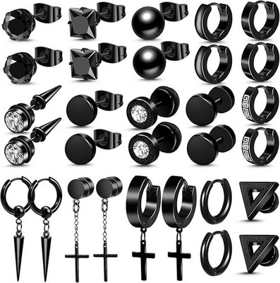 Aritos Para Hombre 15 Pares Aretes Acero Inoxidable Pendientes Con Incrustacione