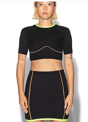 Adidas Ivy Park Beyonce Black Stretch Knit Crop Top And Mini Skirt Size S NWT