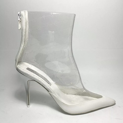 STELLA MCCARTNEY Womens Transparent PVC Logo Ankle Boots Booties White 10 - Picture 3 of 11