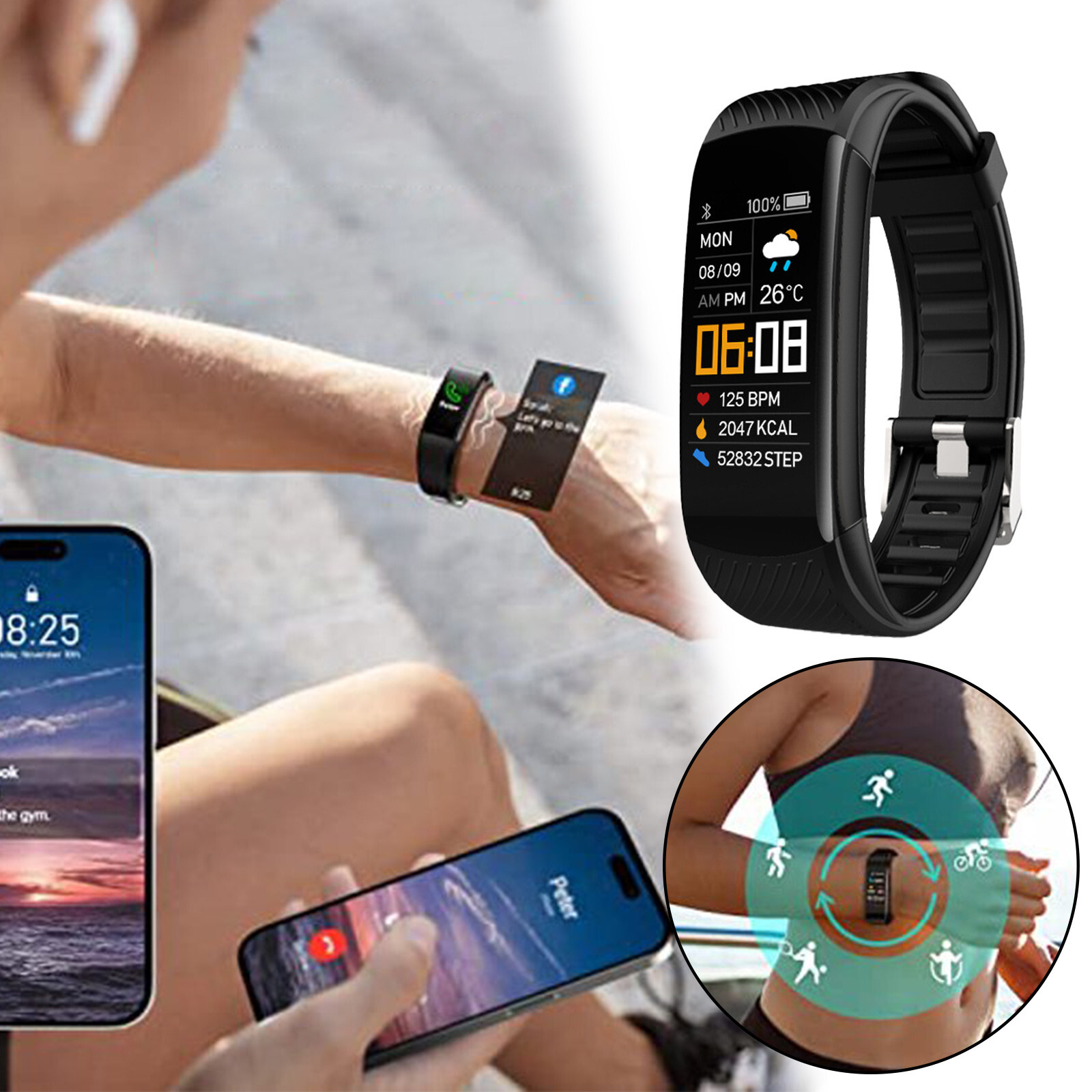 C5S Color Screen Exercise Meter Step Smart Bracelet Heartrate Blood Pressure eBay