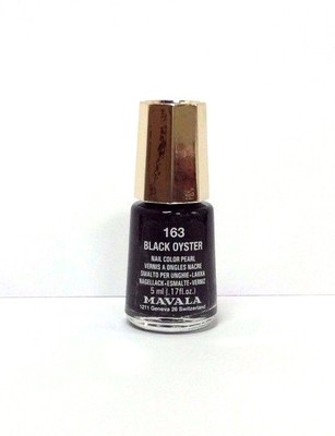 MAVALA 5ml Mini Nagellack Black Oyster glitzerndes Schwarz Nail Color Pearl 163