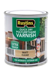 Clear Matt Tough Polyurethane Interior Exterior Varnish Rustins Quick Dry 1 Lt