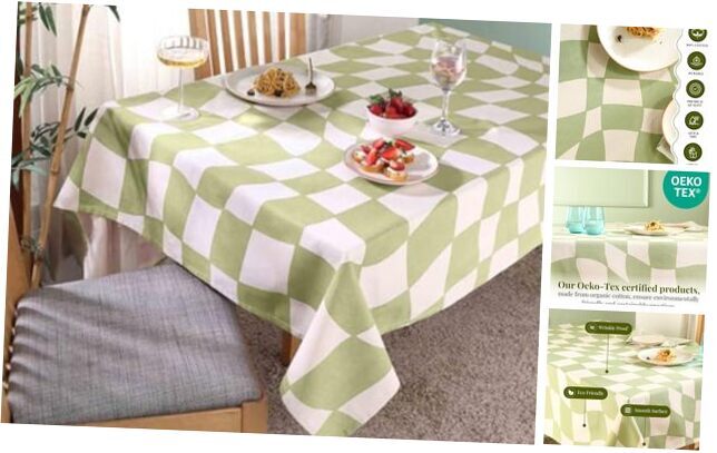 Table Cloth 60" x 60", 100% Cotton 60 x 60 Inch Aspen Green Dancing Check