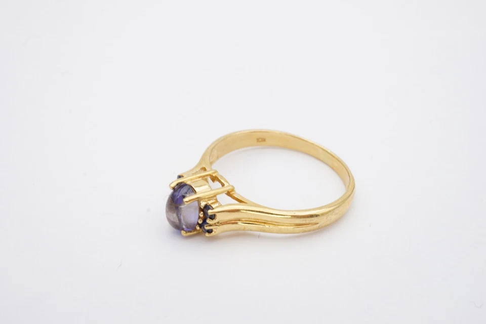 10k Yellow Gold Iolite Cabochon Ring Size 7 - Image 4 of 4