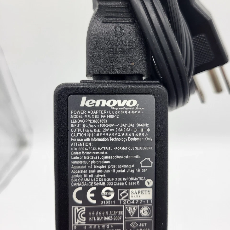 正品 Lenovo 40W Ideapad AC Adapter PA-1400-12 36001653 充电器 — 第 3/3 张图片