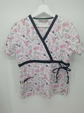 Greentown Womens Scrub Top Ribbons Of Hope Size XS