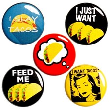 Funny Vintage Style Taco Fridge Magnets 5 Pack Taco Magnet Set of 5 MP69-3 1”