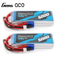 2X Gens Ace 5000mAh 7.4V RX 2S Lipo Battery EC3 & JR Plug For RC Helicopter New