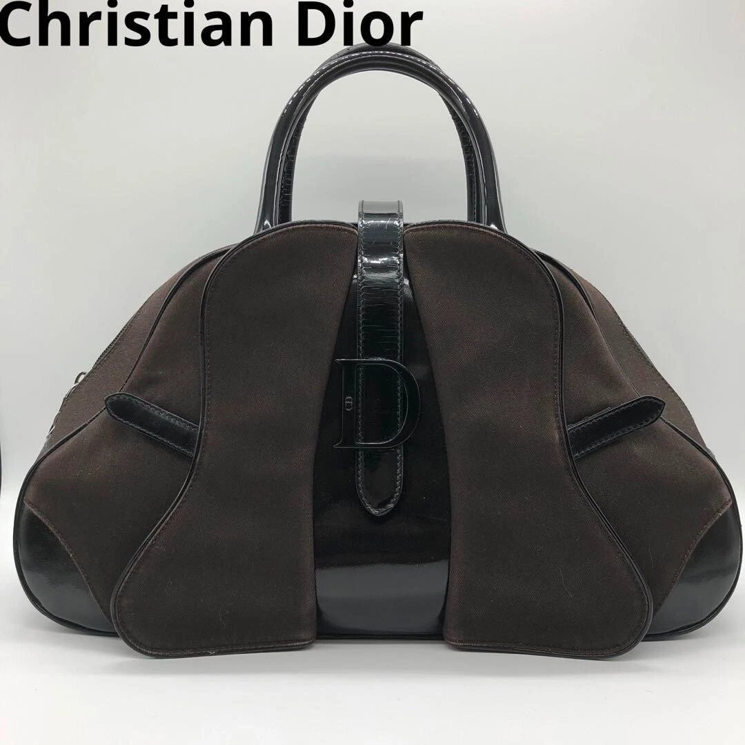 Rare sac à main Christian Dior double selle marron vintage 202502M