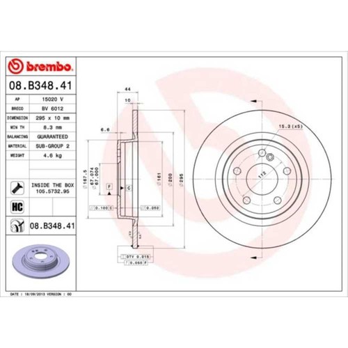 09.D571.11 BREMBO Disque De Frein 276x24mm, 5, Ventilé De L'intérieur