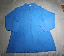 Vintage Talbots Shirt Womens Medium Blue Buton USA Made Pockets Collared Top