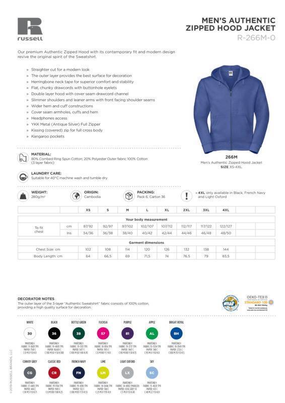 Russell Men's Authentic Zipped Hooded Sweatshirt 0R266M0 Russell Men's Authentic Zipped Hooded Sweatshirt 0R266M0