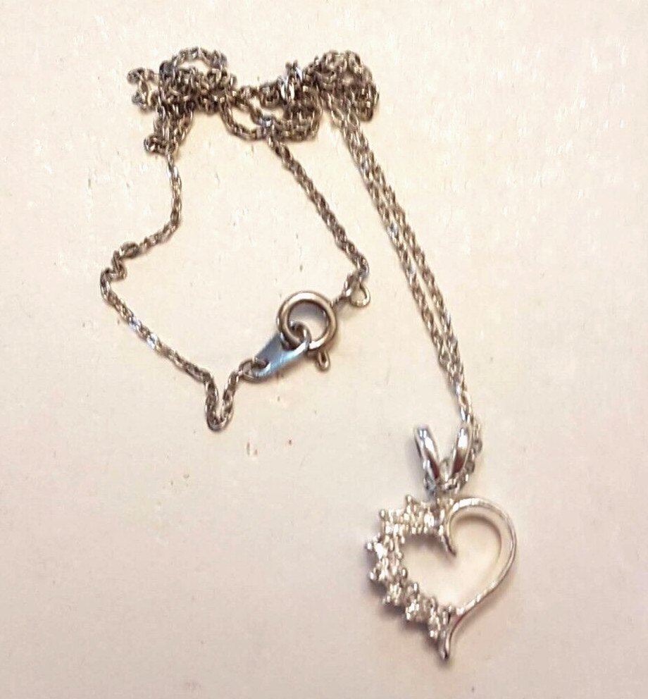 Rhinestone Accent Open Heart Pendant Necklace on 15