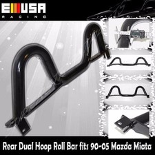 Rear Dual Hoop Roll Bar Fits1990-2005 Mazda Miata Black Sport Chassis Stabilized