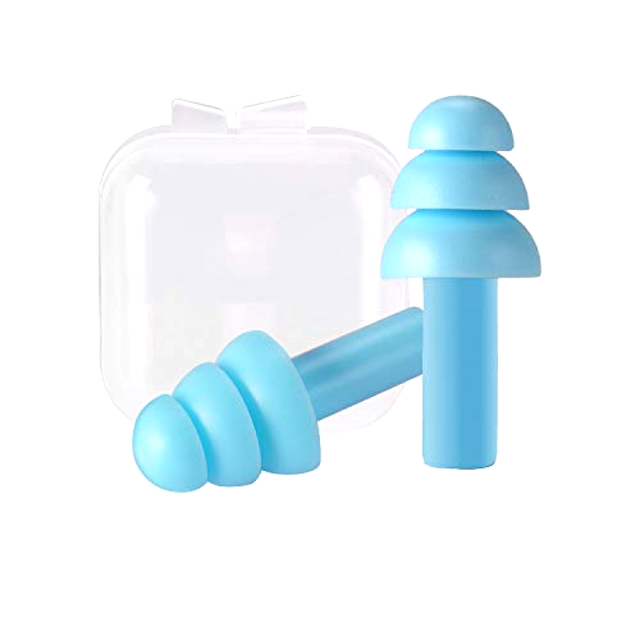 2 Pairs Reusable Silicone Ear Plugs NRR 32 Waterproof Noise Reduction