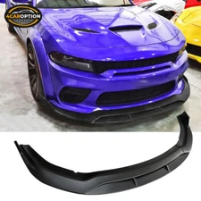 Fits 20-23 Dodge Charger Widebody ABS Front Bumper Lip Spoiler Matte Black 4PCS