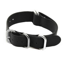 Black 5 Ring PVD HEAVY Ballistic Nylon G10 Military Watch Band Strap