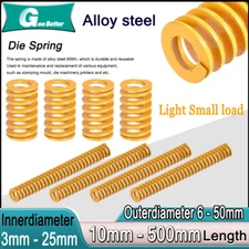 Yellow Lightest Load  Compression Die Spring 6-50mm Diameter & Up To 500mm Long